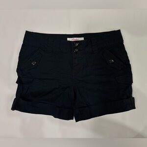 Candie’s black cargo-style cuff shorts (size 3 juniors)